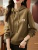 Thickened Sweatshirt Women's Solid Color Hooded Pullover Top