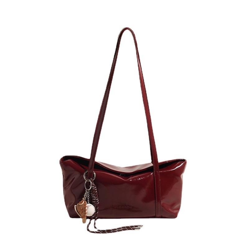 Oil Wax Leather Korean Style Minimalist INS Flip Underarm Bag Design, Casual and Versatile Shoulder Bag, Large Capacity Tote Bag
