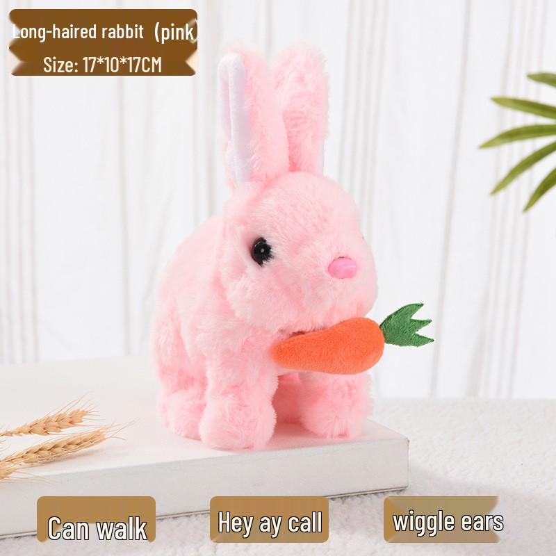 Interactive White Plush Rabbit Toy: Walks, Cries, and Moves Ears
