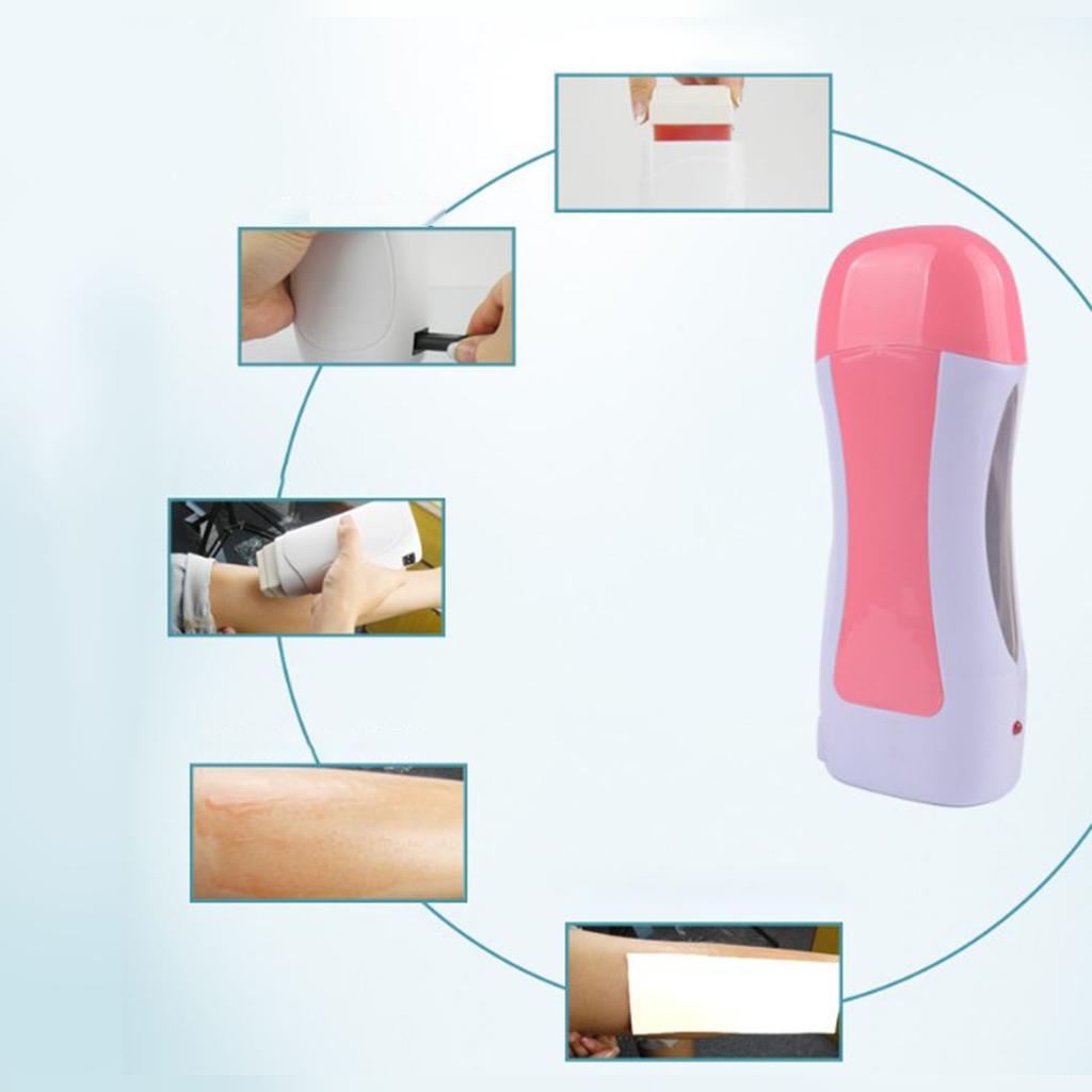 Electric Roll On Wax Heater Portable Hair Removal Depilatory Wax Heater for Sensitive Skin Pink