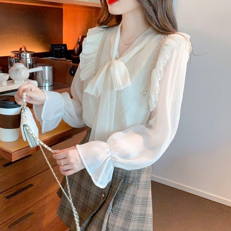 Fashion and Beautiful Butterfly Bow Tie Chiffon Shirt for Women Blouse