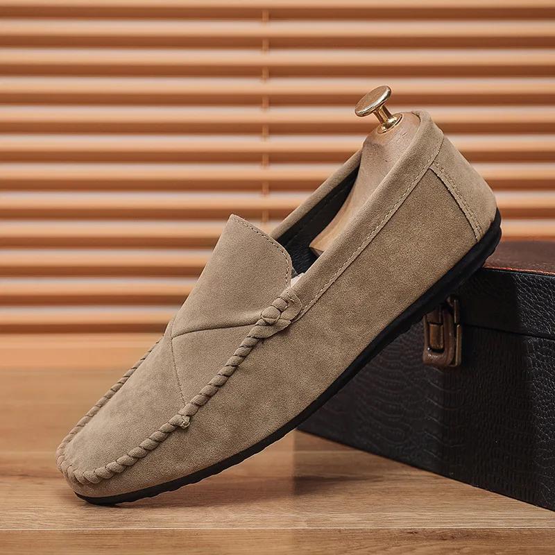 2025 Suede Men Casual Shoes Male Lazy Shoes Breathable Comfort Slip-on Mens Driving Shoes Luxury Brand Loafers Moccasins