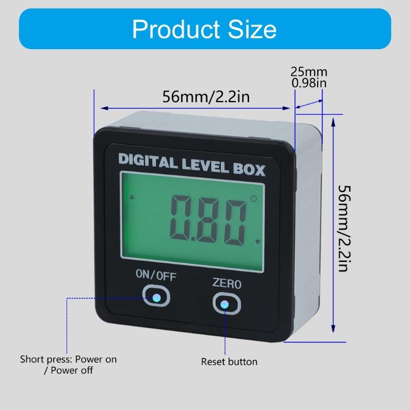 Auto Rotating Digital Angles Meter With Backlights Display Double Measurement Mode Magnetic Base For Woodworking