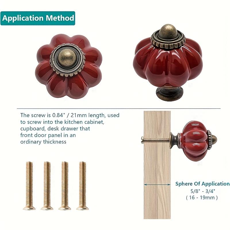 Retro Ceramic Cabinet Handles 12pcs - Deep Red Pumpkin Design 1.381.50 Inches, Ideal for Furniture Decoration On Drawers, Cabinets & Closets
