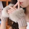 Women's Winter Half-Finger Korean Style Knitted Wool Gloves - Fingerless, Warm, Cold-Proof for Riding and Writing.