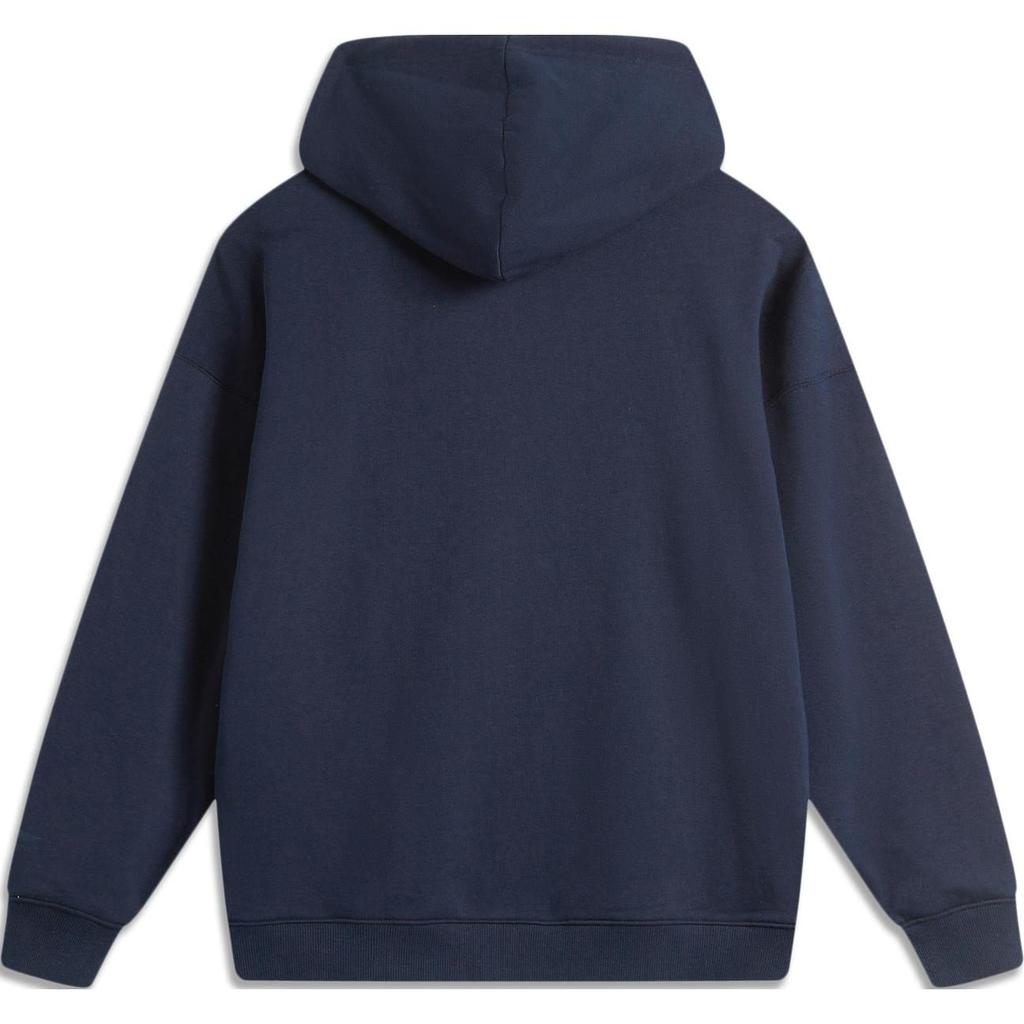 Li Ning Sports Life Collection Letter Loose Fit Thermal Fleece Lined Hooded Pullover Long Sleeved Sweatshirt Unisex AWDU673-5