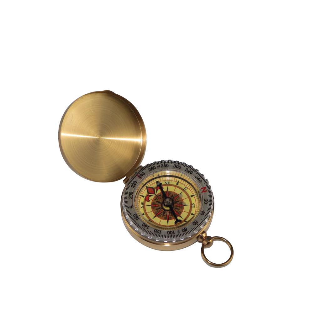 Pure Copper Compass G50 Pocket Watch Flip Cover - Waterproof Luminous Compass for Outdoor Hiking, Multi-Functional Navigation Tool