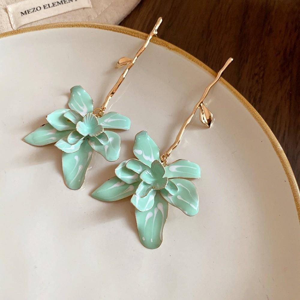 Duże Kwiatowe Emaliowane Kolczyki Wiszące z Kwiatami Cynk Stop Cynku Kolczyki Sztyfty Kolczyki z Kwiatowym Wisiorkiem Wakacje