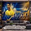 Tapeçaria de Parede com Nome Personalizado Padrão Cristiano Ronaldo Tecido Impresso Personalizado Decoração de Parede