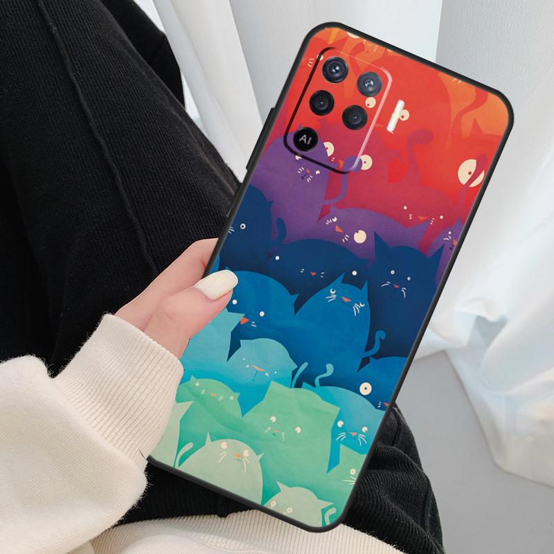 

Cute Cartoon Cats Collage Case For Oppo A17 A57 A77 A40 A78 A54 A74 A94 A76 A16 A96 A18 A60 A80 A38 A58 A98 A15 A5 Pro OPPO A54 4G