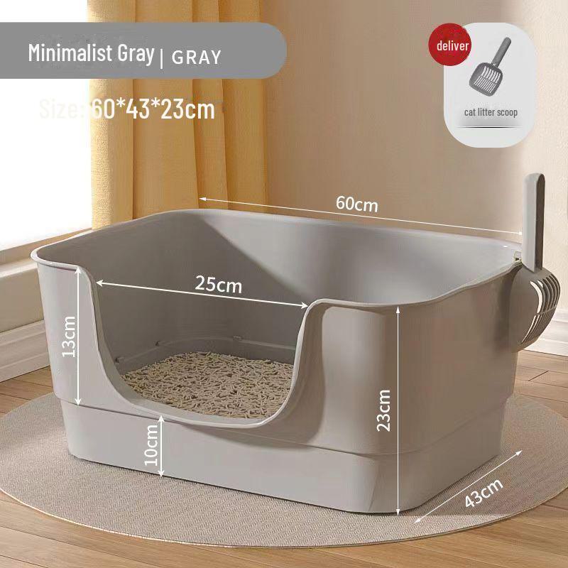 Extra Large Semi-Enclosed Splash-Proof Cat Litter Box for Maine Coons