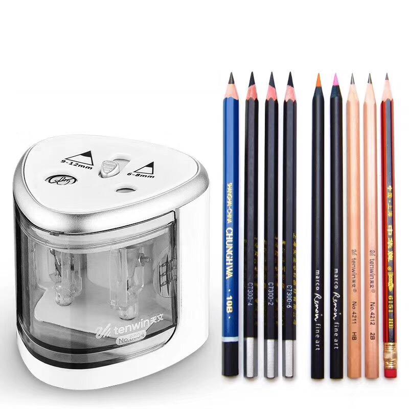 Tenwin Automatic pencil sharpener Two-hole Electric Switch Pencil Sharpener stationery Home Office School Supplies