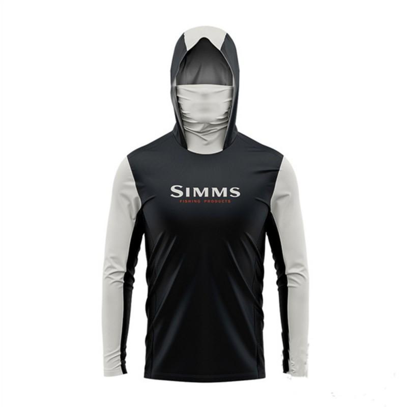 Mens UPF 50 Long Sleeve Fishing Shirt With Hood Face Cover Quick-Dry Breathable Bamboo Fiber Sun Protection Top Outdoor