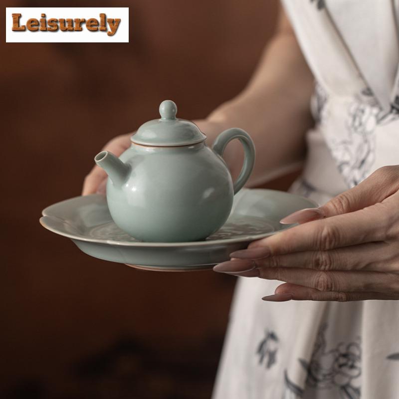 Azure Ru Kiln Tea Set Complete Set Luxury Set Of Cups Gaiwan Tea Ceremony Set Tea Maker Teapot And Tea Cup Set Tableware Gift