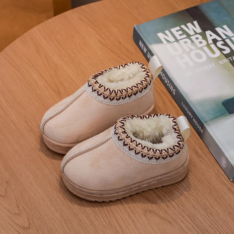 

Winter Baby Warm Snow Boots Girls Low-top Cotton Shoes Boys Short Boots Fur Inside Little Princess Suede Upper Kids Shoes 24