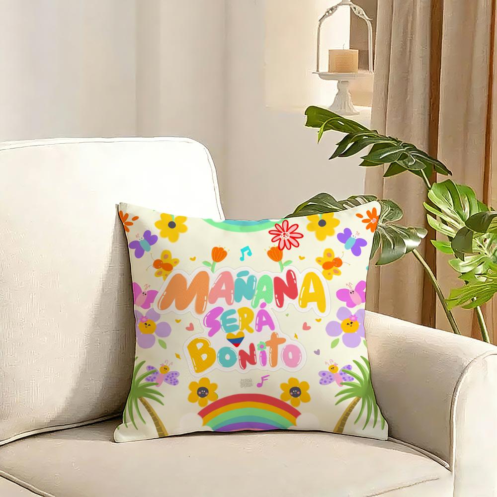 Manana Sera Bonito Cosmetic Case KKarol G Cushion Cover Reversible Plush Pillow Cover Soft Fluffy Home Decor for Sofa Bedroom