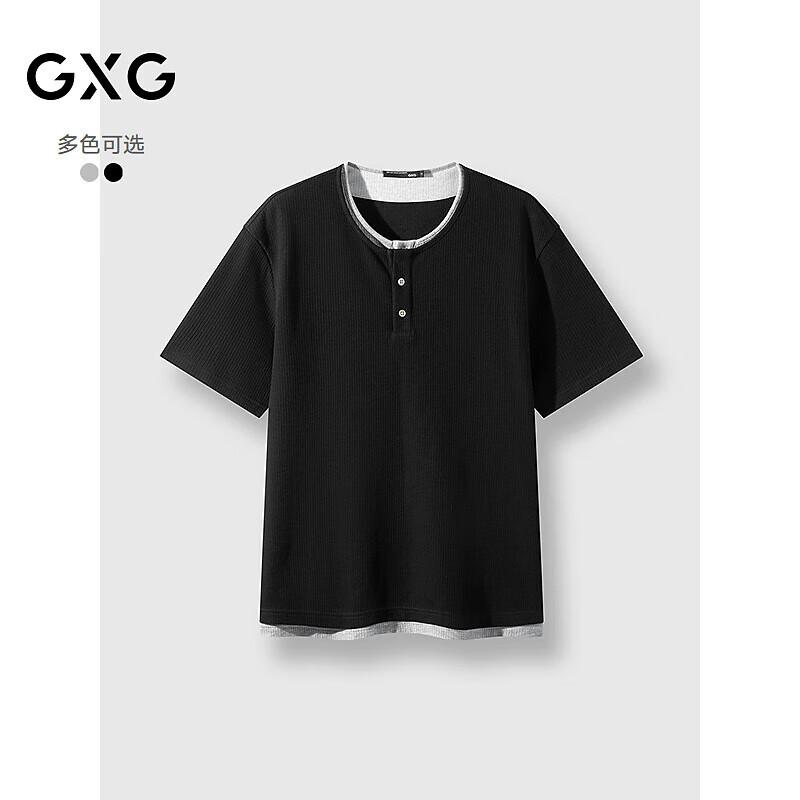 GXG Men s Faux Layer Button-Placket Short Sleeve T-Shirt S