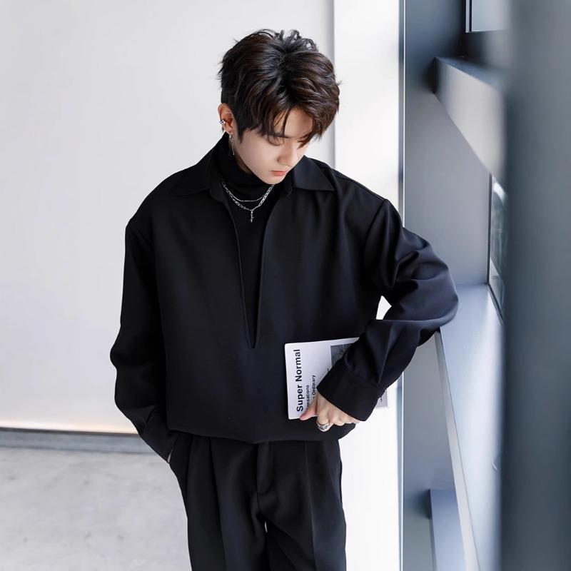 Men's Clothing Long-sleeved Shirt Spring Autumn New Fashion Trend Splicing Fake Two-piece Shirt Jacket