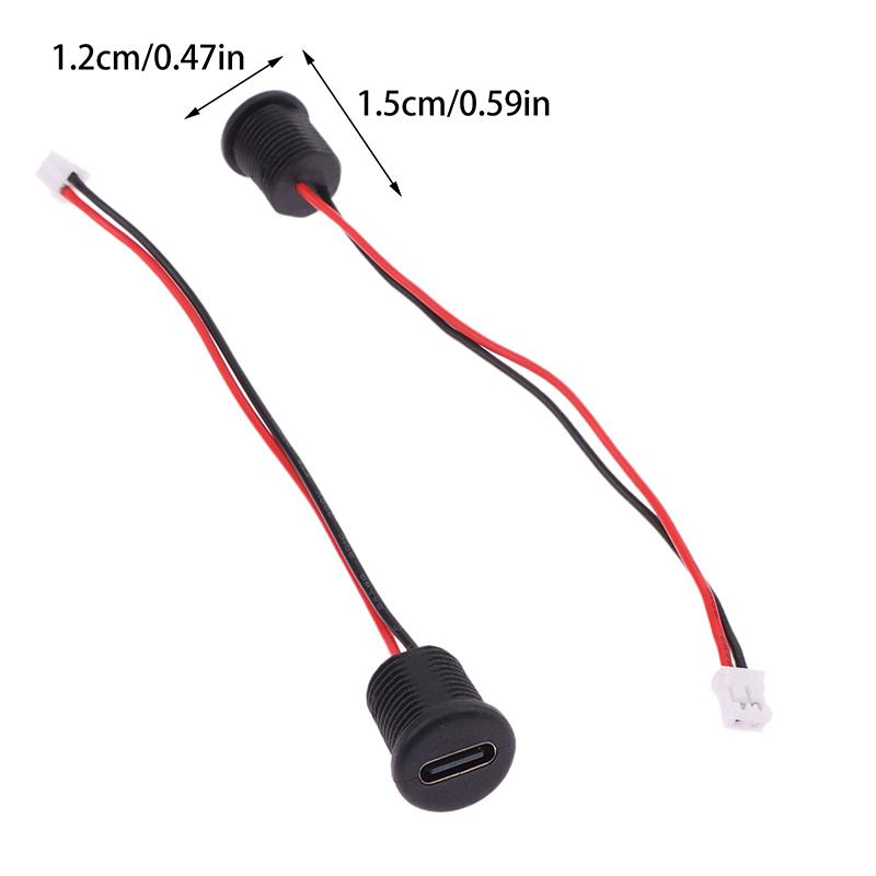1PC TYPE-C USB Connector 2/4 Pins With 15cm Wire Waterproof Female Seat With PH2.0 Terminal Nut Lock Plate Waterproof USB Socket