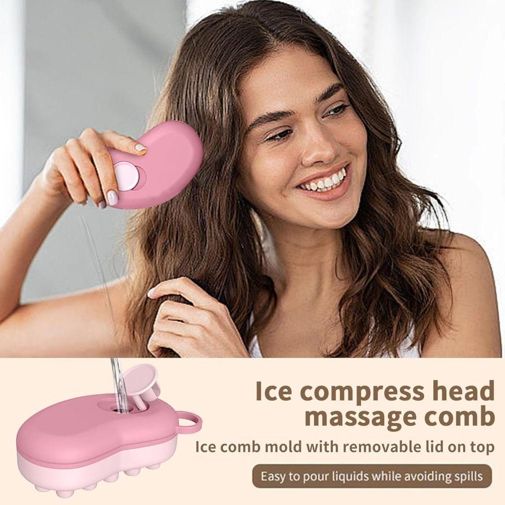 Reusable Ice Head Massage Comb Deep Massage Detachable Silicone Cooling Head Massager Portable Easy to Use