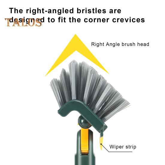 Cleaning Floor Brush Rotatable Scrub With Long Handle Grout Brush Scrape Vshape Stiff Bristle Cleaning Brush With Squeegee
