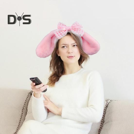 2 tk Tüdrukute peapaelad pitsiga Bowknot Plüüsist looma pikad kõrvad Decor Peapaela kostüüm Jõulupidude kohevad juuksed Aksessuaarid