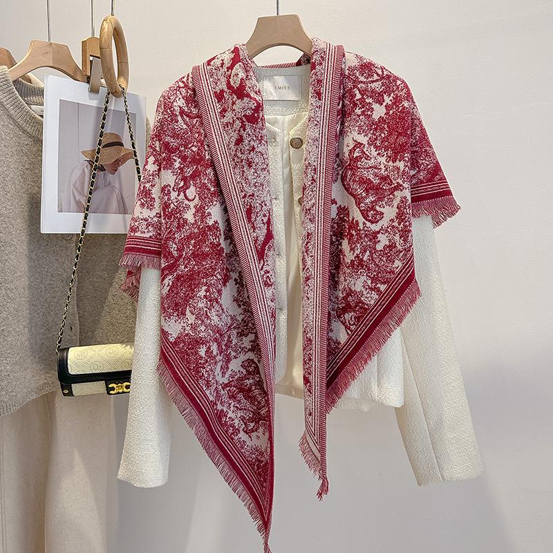 Women's Faux Cashmere Winter Scarf Thick Warm Pashmina Wrap Soft Shawl Kerchief Blanket New Design for Cold Weather