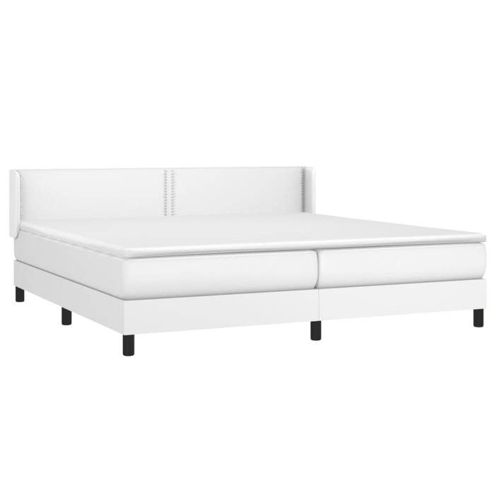 3130740 vidaXL Divan Bed with Mattress White 200x200cm Faux Leather