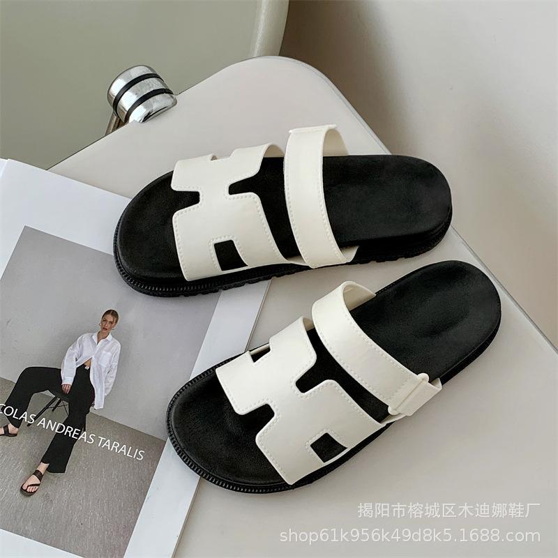 Sandali Casual a Punta Aperta Slip-On Scarpe a Ciabatta Piatte Comode Leggere Traspiranti Suola in Gomma Calzature Estive per l'Uso Quotidiano