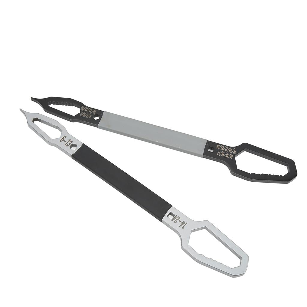 2Pcs Wrench 6?24mm Double End Self Tightening Multifunctional Hand Tool Set Kit for Repair