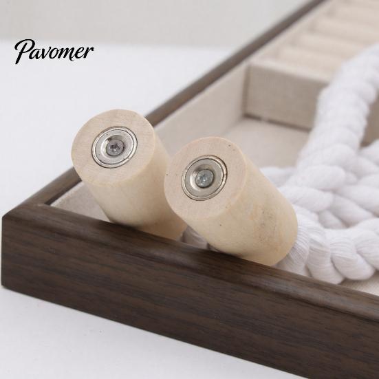 Decorative Curtain Buckle Magnetic Tieback, Cotton Linen Rope Holdback with Wood for Non-damaging Wall Tie Drapes, Backs Bedroom, Boho Room, Nursery,