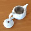 Stylish stainless steel teapot with tea made in Japan featuring a unique floral rabbit design built-in strainer, (Arita ware/Hasami ware), (U-pot),