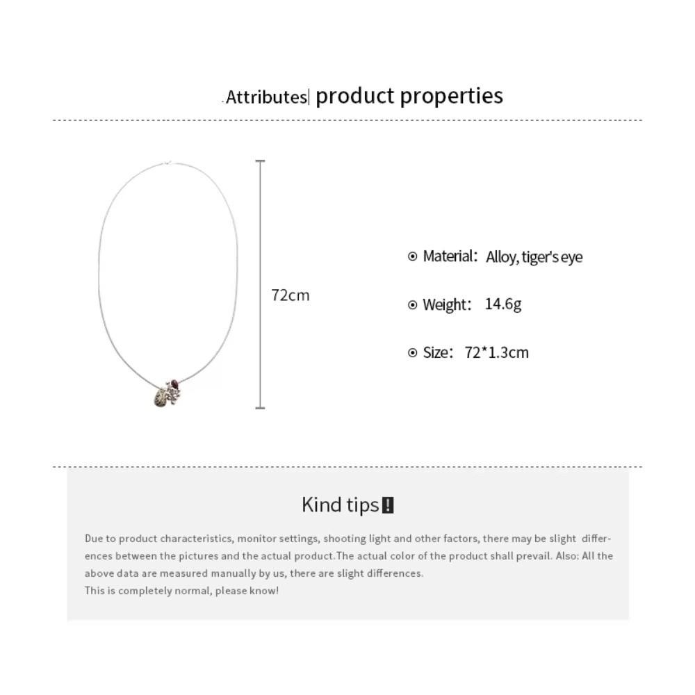 Exquisite Spotted Tiger Eye Stone Long Chain Necklace Long Chain Irregular Pendant Long Versatile Clavicle Metal Sweater Chain