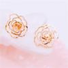 Pure Purple Gold Niche Temperament Hollow-Plated Rose Gold Rose Celebrity Stud Earrings