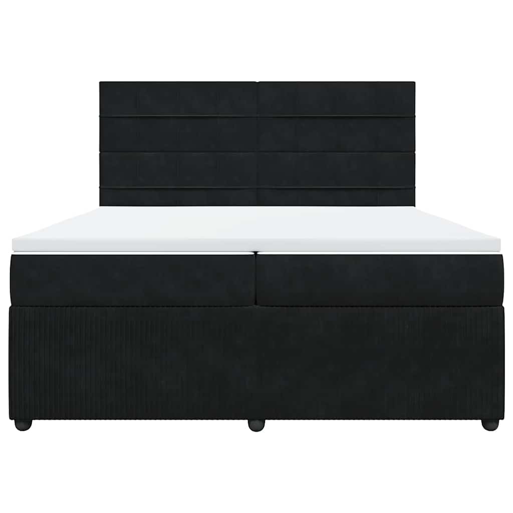 Box Spring Bed with Mattress Black 200x200 cm Velvet