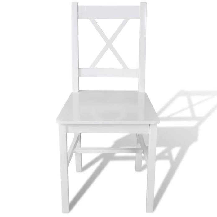 2 Pcs Dining Chair In White Wood 241510