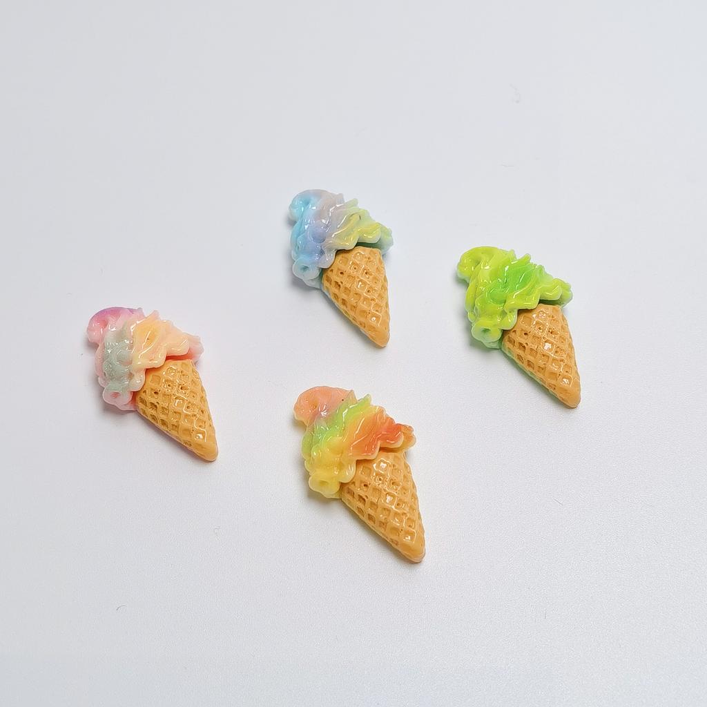 100pcs Resin Ice Cream Cabochon Simulation Food Art Supply Embellishments Minitures Decoration Doll House Accessories