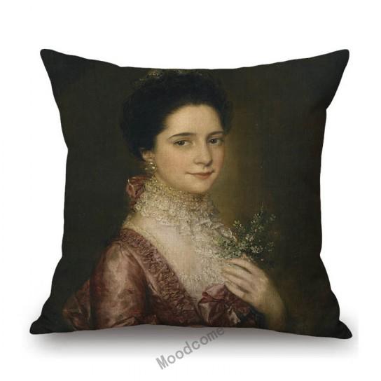 Royal Court Portrait Oil Painting Duchess Princess Ladyship Home Decoration Art Sofa Cotton Linen Throw Pillow Cushion Cover