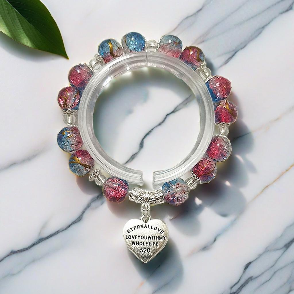 Super Fairy Forest Gradient Glass Bracelet - Chic Chinese Style Gift for Women and Best Friends, Lightweight Luxury Accessory