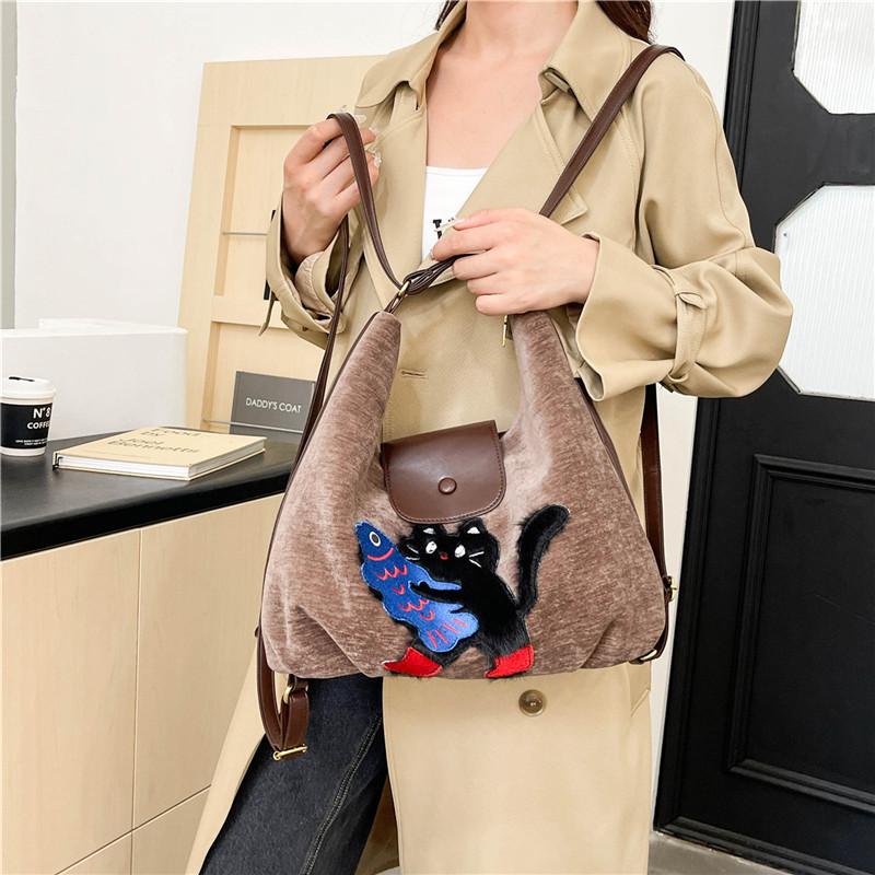 Retro commuter tote bag women's large capacity 2025 new autumn and winter leisure three-purpose bag single shoulder backpack