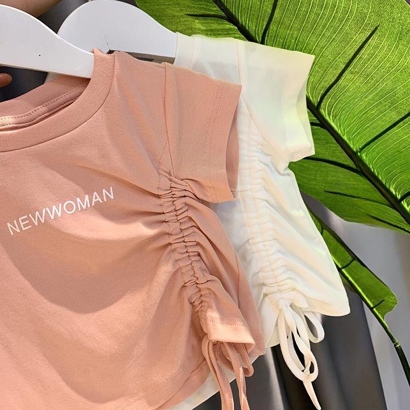 Girls' Short Sleeved T-shirt Summer Outfit Korean Girls' Top Simple Style Letter T-shirt