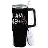 I Am 49 Plus Middle Finger Tumbler 40oz Tumbler with Handle Insulated for Hot and Cold Tumbler with Lids and Straws Christmas Gift for Women