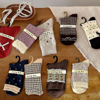 Women's New Autumn and Winter Bow In The Tube Pile Socks