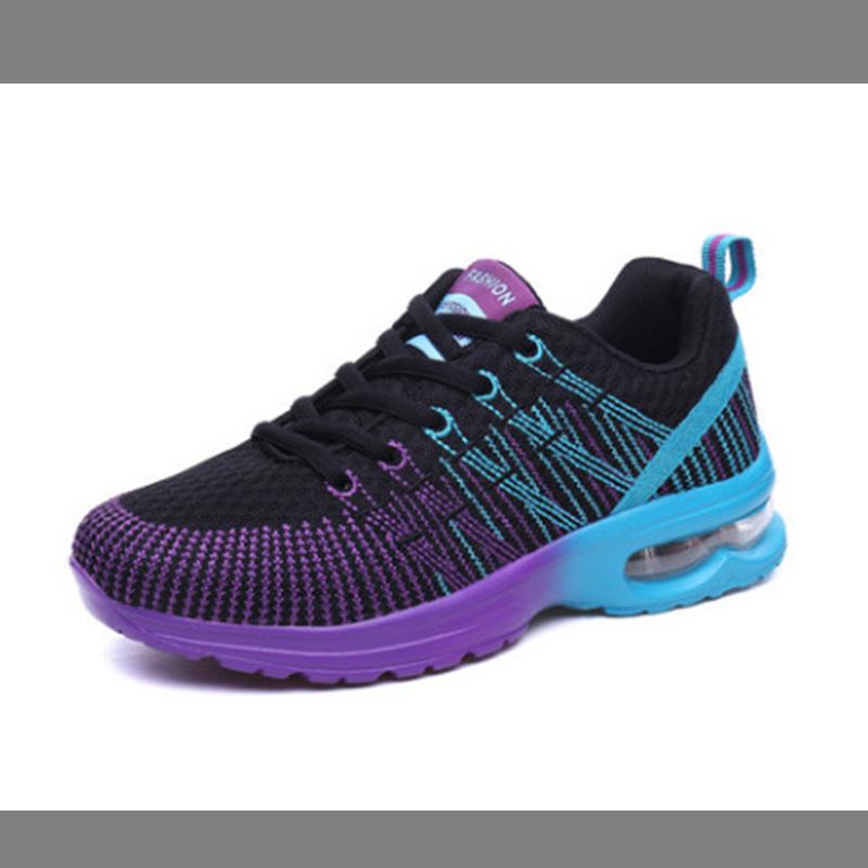 

Уличная весенняя женская обувь Flyknit, спортивная обувь, студенческая обувь, обувь на воздушной подушке, женская обувь, одинарные туфли для бега 35 чёрно-фиолетовый