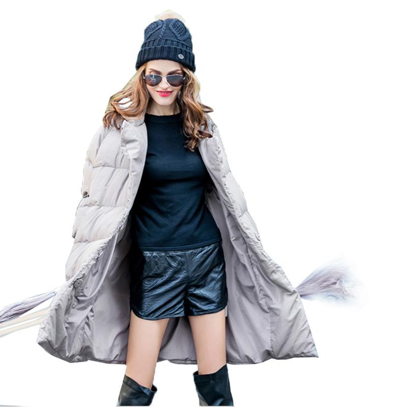 Autumn and winter new trendy, European station stream young and warm oversized silhouette fringed down jacket women's medium and long large size