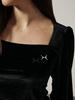 KITTY POTTERY Velvet Square-Neck Long Sleeve [Black]