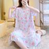 Sleeping Dress for Women In Summer Thin Cotton Silk Short Sleeved Without Chest Pad Home Clothing Knee Length for Outdoor Wear Dress
