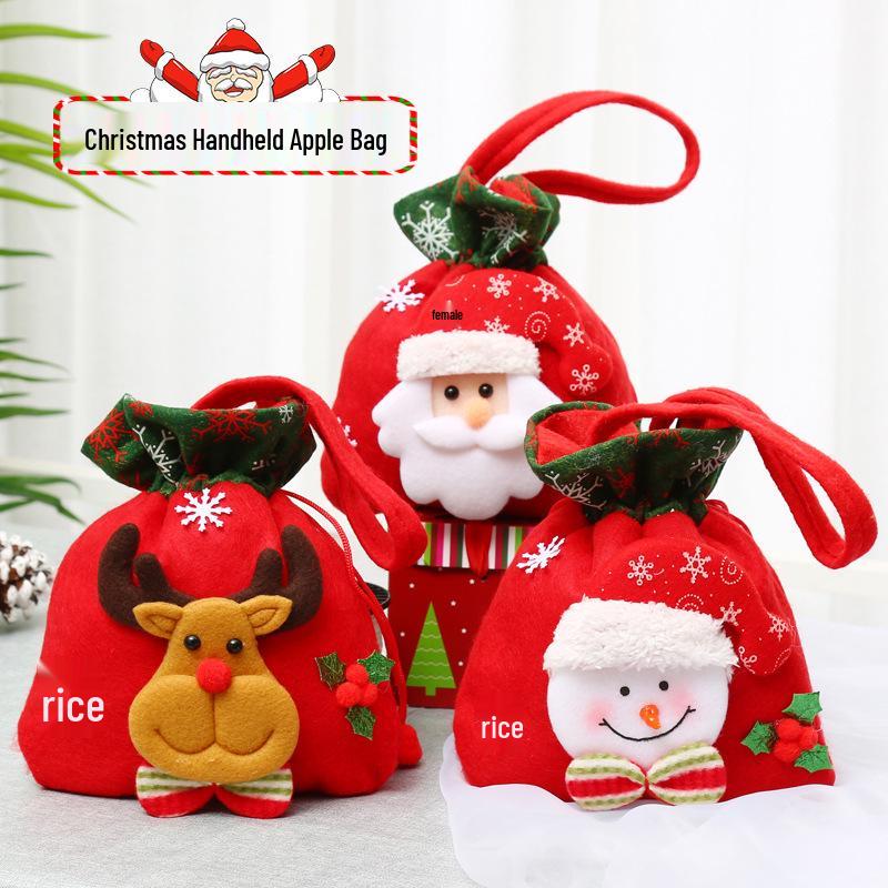 Christmas Eve Gift Tote with Santa, Snowman & Reindeer Design