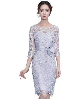 EightSTAR Dress Lace Party Dress with and Sheer Perfect for and Parties Women's Ribbon, Knee-Length, Sleeves, Organza, Fabric, Weddings, Recitals,
