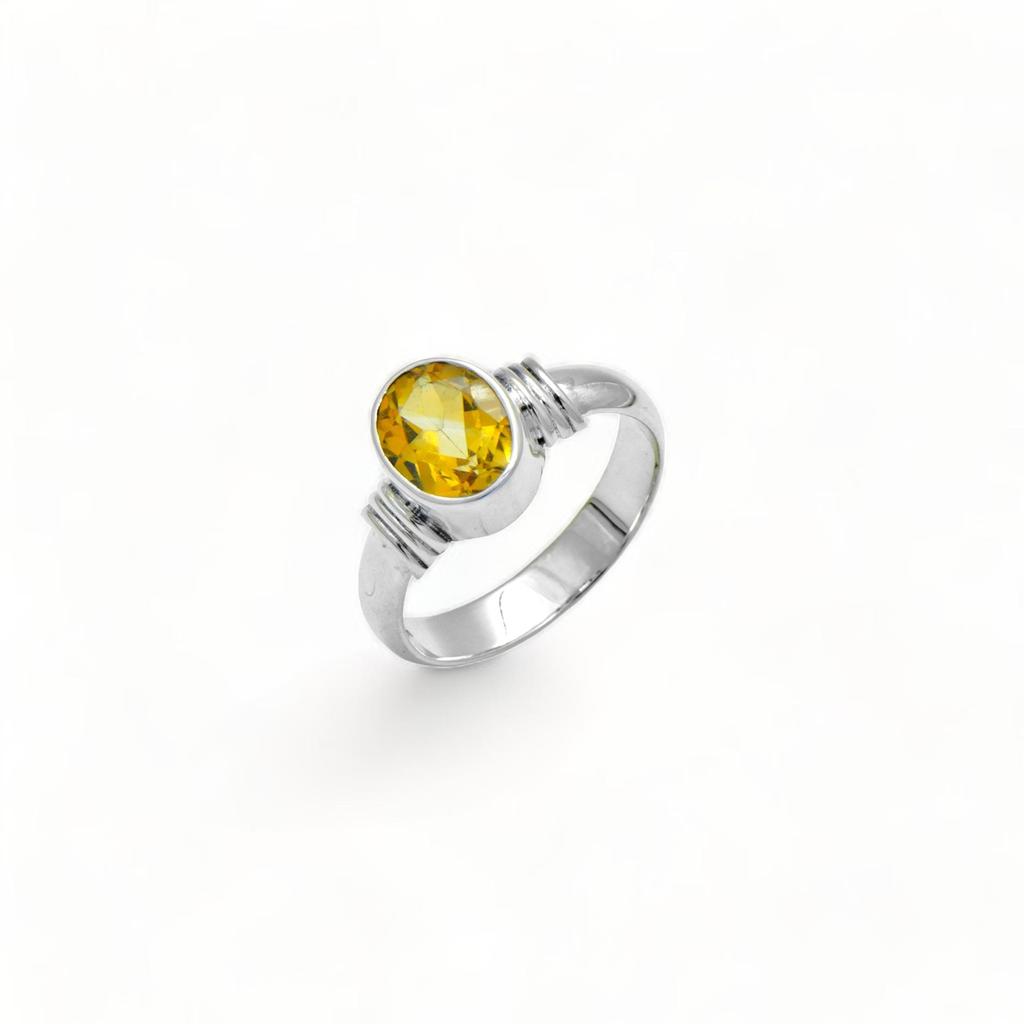 925 Sterling Silver Unisex Citrine Ring – Oval Cut Yellow Gemstone Ring for Abundance & Everyday Elegance, Minimal Ring for Her and Him